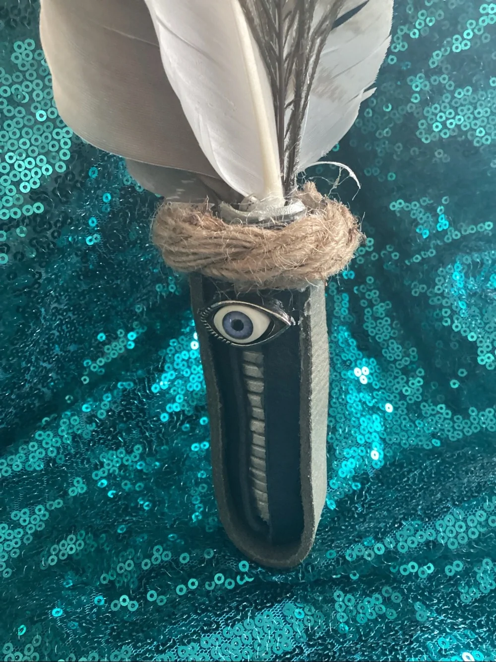 Man Energy Feather Leather Smudger w/Peacock,Turkey and others 16